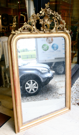 Antique Mirror with Elaborate Crest